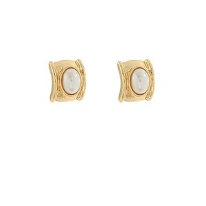Pearl & Square Stud Earrings